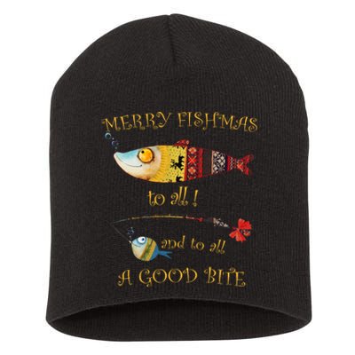 Christmas FishermanS Merry Fishmas To All Fishing Short Acrylic Beanie