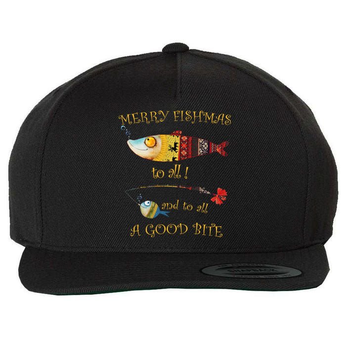 Christmas FishermanS Merry Fishmas To All Fishing Wool Snapback Cap