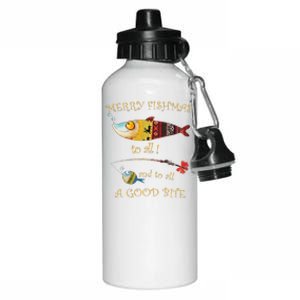 Christmas FishermanS Merry Fishmas To All Fishing Aluminum Water Bottle