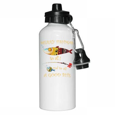 Christmas FishermanS Merry Fishmas To All Fishing Aluminum Water Bottle