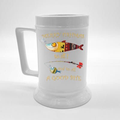 Christmas FishermanS Merry Fishmas To All Fishing Beer Stein