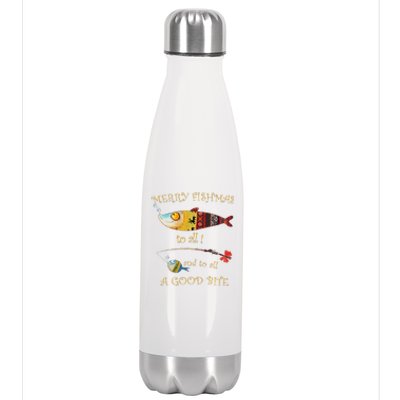 Christmas FishermanS Merry Fishmas To All Fishing Stainless Steel Insulated Water Bottle