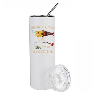 Christmas FishermanS Merry Fishmas To All Fishing Stainless Steel Tumbler