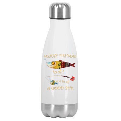 Christmas FishermanS Merry Fishmas To All Fishing Stainless Steel Insulated Water Bottle