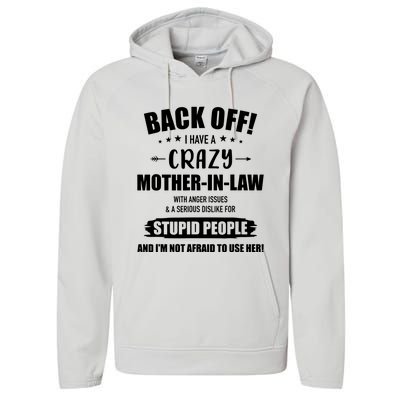 Crazy Funny Motherinlaw From Daughterinlaw Performance Fleece Hoodie