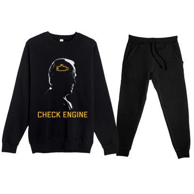 Cute Funny Meme Biden Check Engine Light Anti Biden Premium Crewneck Sweatsuit Set