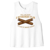 Cigar For Men Cigar Smoker Grandpa Dad Fathers Day Women's Racerback Cropped Tank