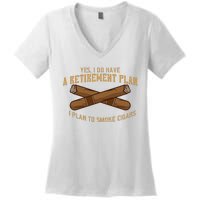 Cigar For Men Cigar Smoker Grandpa Dad Fathers Day Women's V-Neck T-Shirt