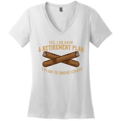 Cigar For Men Cigar Smoker Grandpa Dad Fathers Day Women's V-Neck T-Shirt