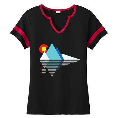 Colorado Flag Mountain Ladies Halftime Notch Neck Tee