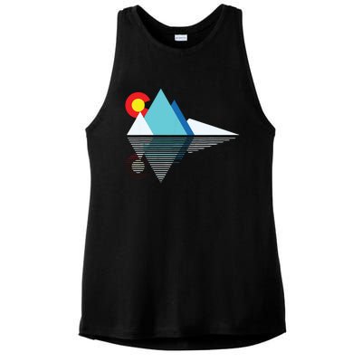 Colorado Flag Mountain Ladies PosiCharge Tri-Blend Wicking Tank