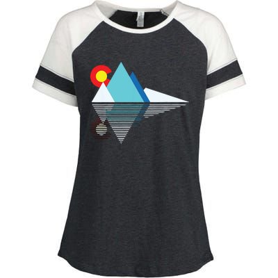 Colorado Flag Mountain Enza Ladies Jersey Colorblock Tee