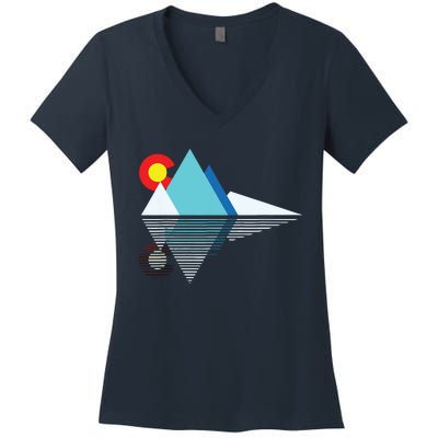 Colorado Flag Mountain Women's V-Neck T-Shirt