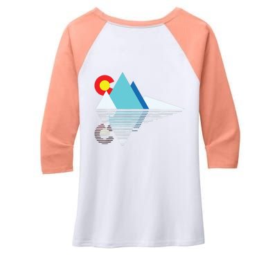 Colorado Flag Mountain Women's Tri-Blend 3/4-Sleeve Raglan Shirt