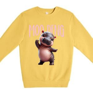 Cute Funny Moodeng Baby Boo Deng Baby Hippo Zoo For Family Premium Crewneck Sweatshirt