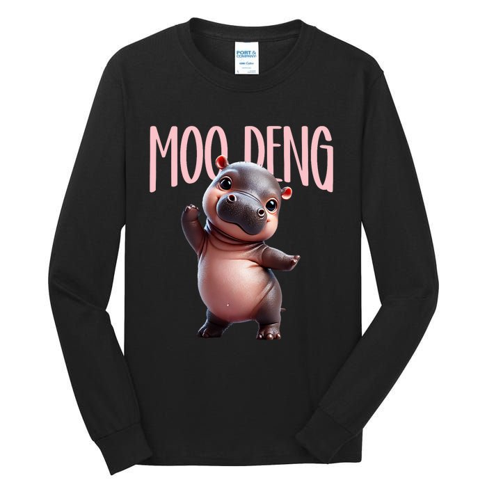 Cute Funny Moodeng Baby Boo Deng Baby Hippo Zoo For Family Tall Long Sleeve T-Shirt