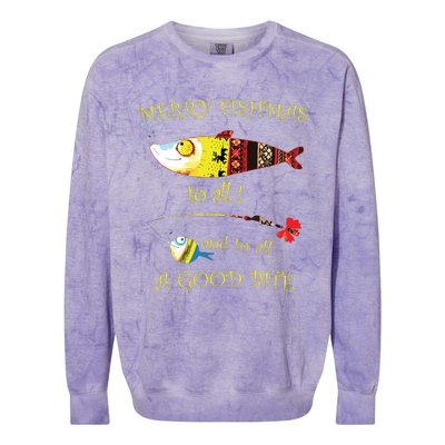 Christmas Fishermans Merry Fishmas To All Fishing Colorblast Crewneck Sweatshirt