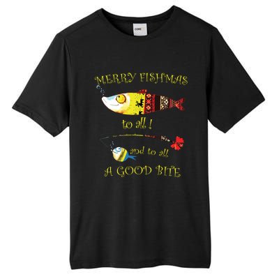 Christmas Fishermans Merry Fishmas To All Fishing Tall Fusion ChromaSoft Performance T-Shirt