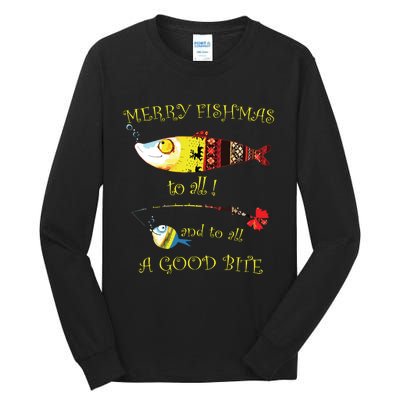 Christmas Fishermans Merry Fishmas To All Fishing Tall Long Sleeve T-Shirt