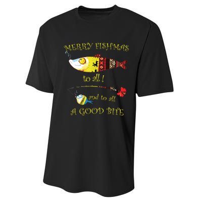 Christmas Fishermans Merry Fishmas To All Fishing Performance Sprint T-Shirt