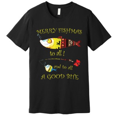 Christmas Fishermans Merry Fishmas To All Fishing Premium T-Shirt