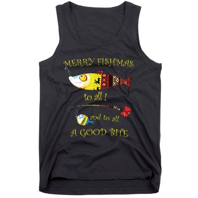 Christmas Fishermans Merry Fishmas To All Fishing Tank Top