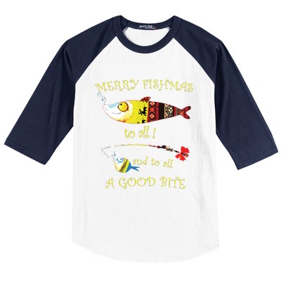 Christmas Fishermans Merry Fishmas To All Fishing Baseball Sleeve Shirt