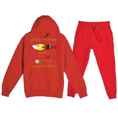 Christmas Fishermans Merry Fishmas To All Fishing Premium Hooded Sweatsuit Set