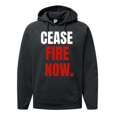 Cease Fire Now. Performance Fleece Hoodie