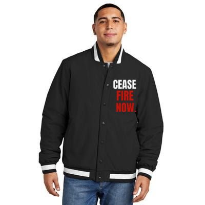 Cease Fire Now. Insulated Varsity Jacket