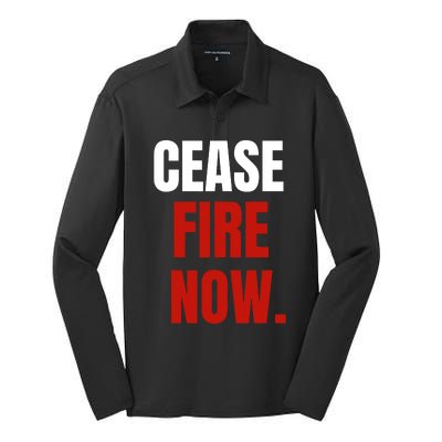 Cease Fire Now. Silk Touch Performance Long Sleeve Polo