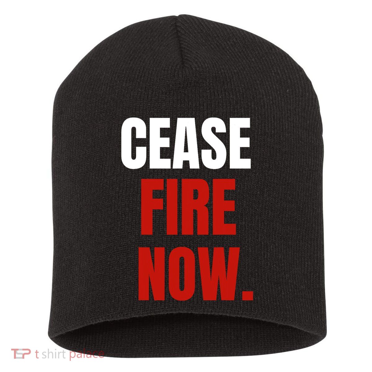 Cease Fire Now. Short Acrylic Beanie