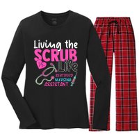 Cna For Nurse Hospital Colletion Living The Scrubs Life Women's Long Sleeve Flannel Pajama Set 