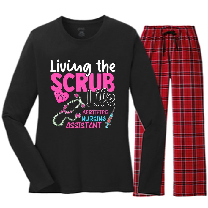 Cna For Nurse Hospital Colletion Living The Scrubs Life Women's Long Sleeve Flannel Pajama Set 