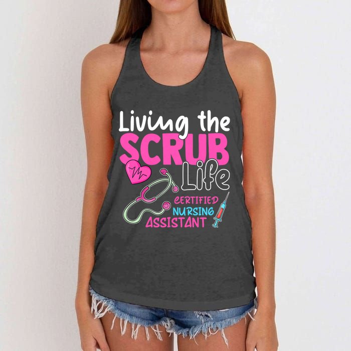 Cna For Nurse Hospital Colletion Living The Scrubs Life Women's Knotted Racerback Tank