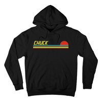 Chuck First Name Logo Retro Sunset Surfer Style Chuck Hoodie