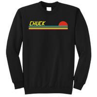 Chuck First Name Logo Retro Sunset Surfer Style Chuck Sweatshirt