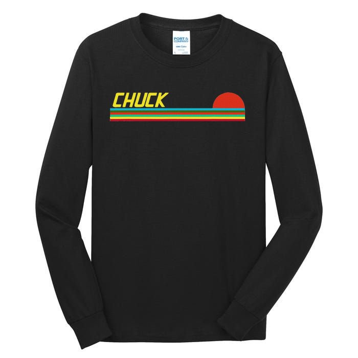 Chuck First Name Logo Retro Sunset Surfer Style Chuck Tall Long Sleeve T-Shirt