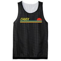 Chuck First Name Logo Retro Sunset Surfer Style Chuck Mesh Reversible Basketball Jersey Tank