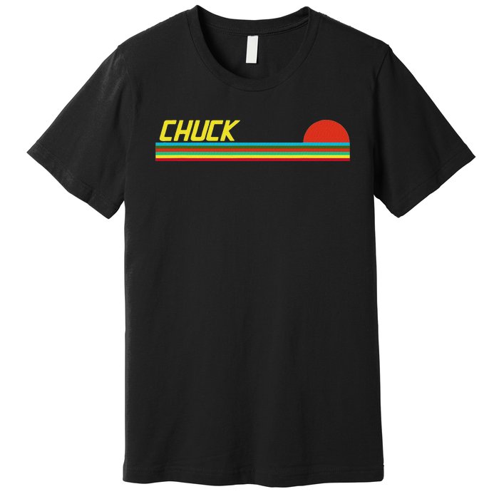 Chuck First Name Logo Retro Sunset Surfer Style Chuck Premium T-Shirt