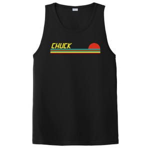 Chuck First Name Logo Retro Sunset Surfer Style Chuck PosiCharge Competitor Tank