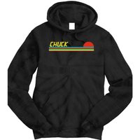 Chuck First Name Logo Retro Sunset Surfer Style Chuck Tie Dye Hoodie