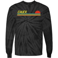 Chuck First Name Logo Retro Sunset Surfer Style Chuck Tie-Dye Long Sleeve Shirt