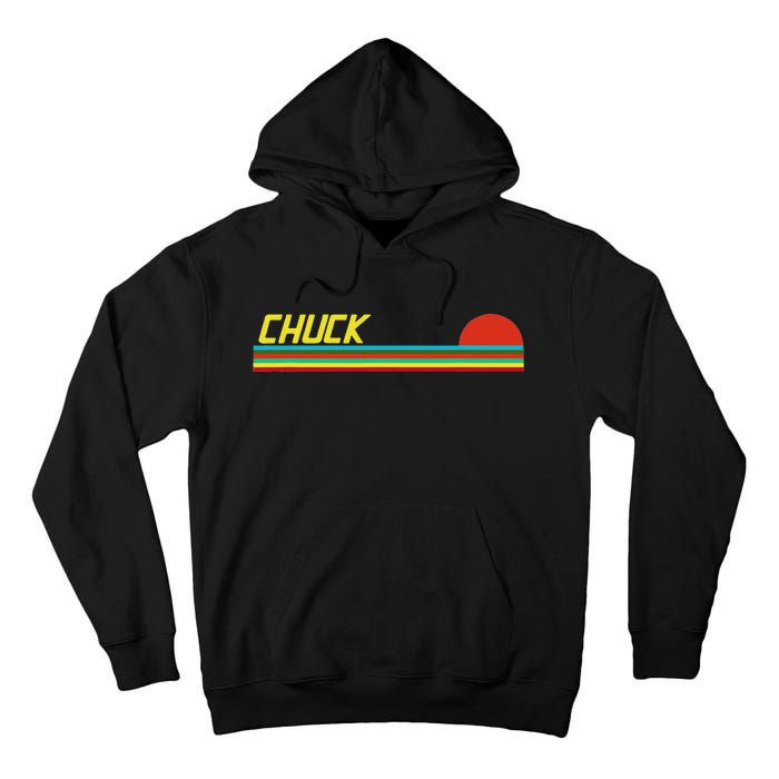 Chuck First Name Logo Retro Sunset Surfer Style Chuck Tall Hoodie