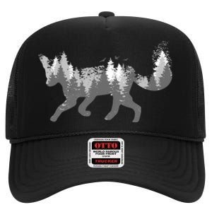 Cute Fox Nature Outdoor Hiking Camping Hunting Gift High Crown Mesh Back Trucker Hat