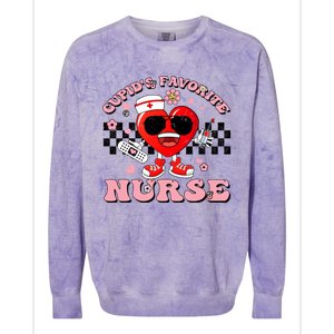 Cupids Favorite Nurse Cute Heart Valentines Nurses Groovy Gift Colorblast Crewneck Sweatshirt