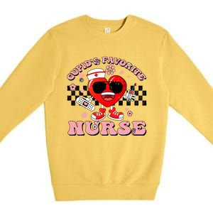 Cupids Favorite Nurse Cute Heart Valentines Nurses Groovy Gift Premium Crewneck Sweatshirt