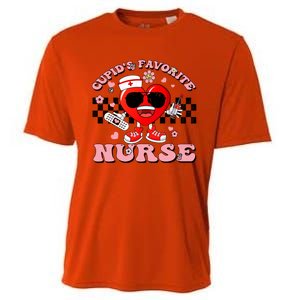 Cupids Favorite Nurse Cute Heart Valentines Nurses Groovy Gift Cooling Performance Crew T-Shirt