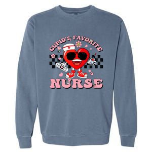 Cupids Favorite Nurse Cute Heart Valentines Nurses Groovy Gift Garment-Dyed Sweatshirt