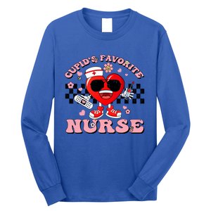 Cupids Favorite Nurse Cute Heart Valentines Nurses Groovy Gift Long Sleeve Shirt